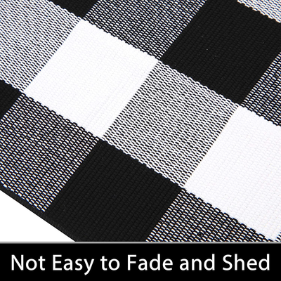 SHACOS Buffalo Check Rug Doormat Door Rug Farmhouse Plaid Woven Cotton Rug Washable Bath Rug Throw Kitchen Rug Thin Laundry Room Rug (18x27.5 inch, Black White)