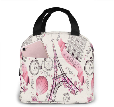 PrelerDIY Paris Tower Lunch Box Insulated Meal Bag Lunch Bag Reusable Snack Bag Food Container For Boys Girls Men Women School Work Travel Picnic