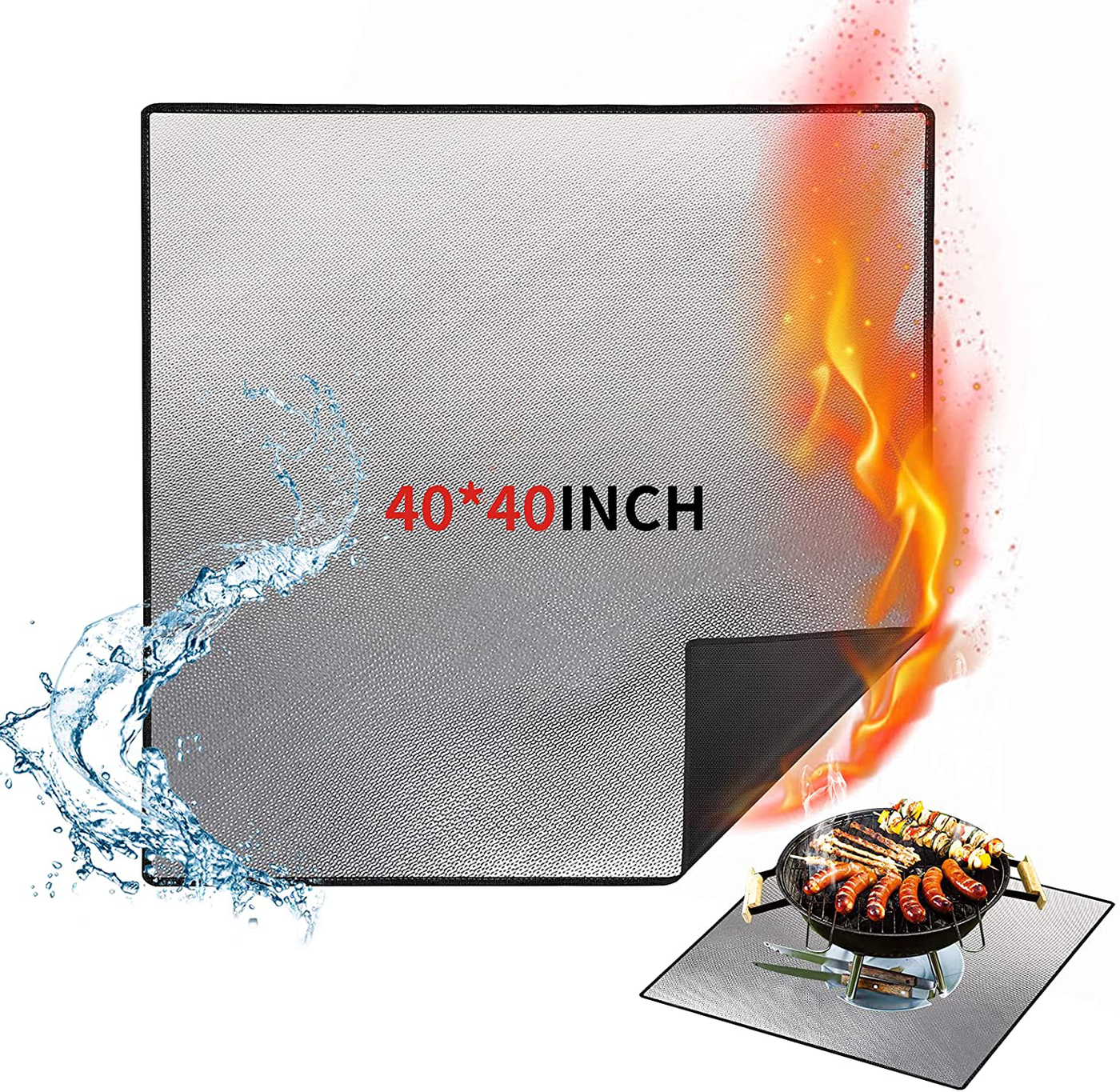 36" Diameter Round Fireproof Mat Fire Pit Mat Grill Mat,DocSafe 3 Layers Fire Pit Pad for Patio, Deck, Grass, Lawn, Heat Shield, Fire Resistant Pad for Outdoor, Fire Pit Accessories,Easy to Clean