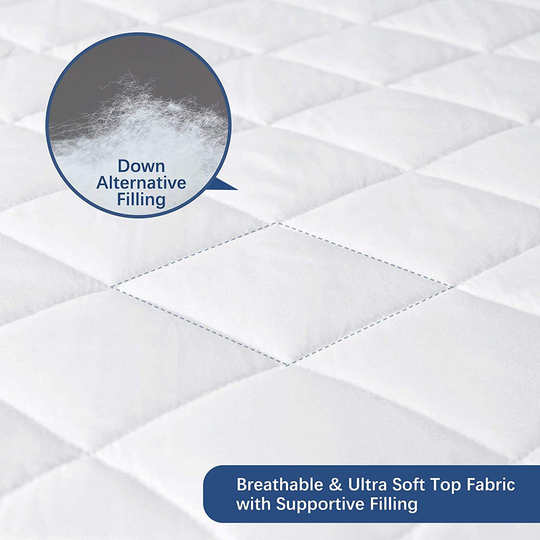 Queen Mattress Pad Waterproof, Breathable Quilted Fitted Mattress Protector, Durable Mattress Cover Down Alternative Filling with Deep Pocket Stretches up to 18 Inch