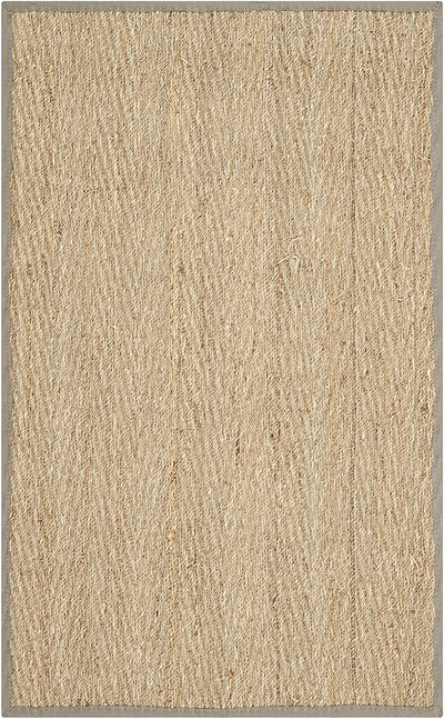 Safavieh Natural Fiber Collection NF115P Border Herringbone Seagrass Accent Rug, 2'6" x 4', Grey