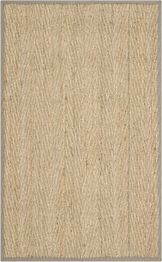 Safavieh Natural Fiber Collection NF115P Border Herringbone Seagrass Accent Rug, 2'6" x 4', Grey