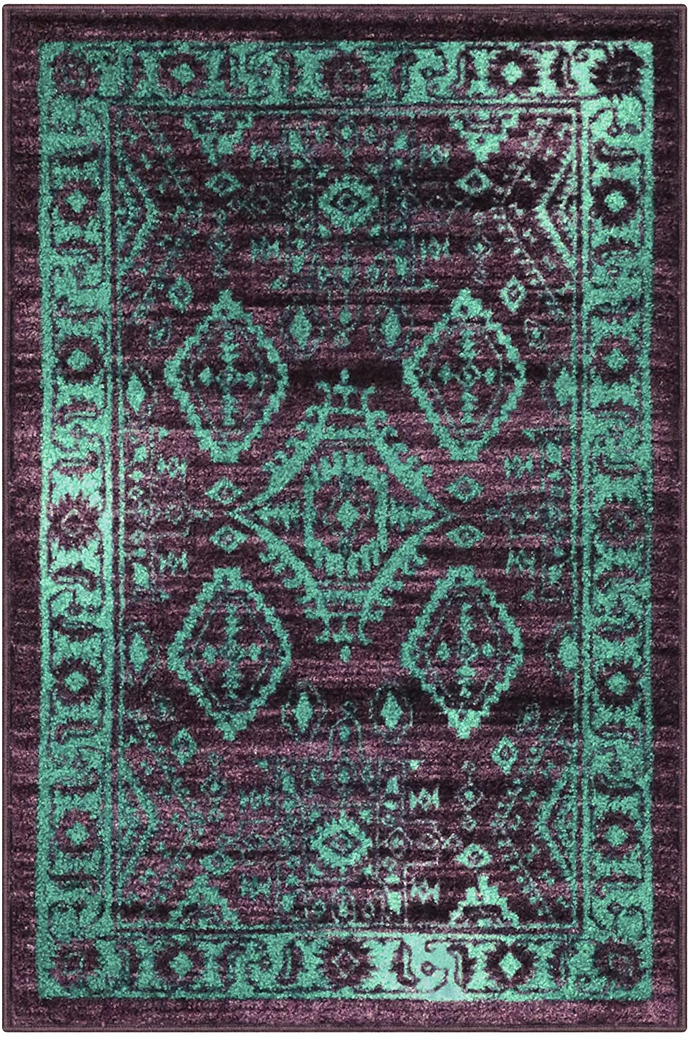 Georgina Traditional Kitchen Rugs Non Skid Accent Area Carpet [Made in USA], 2'6 x 3'10, Winberry/Teal