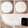 12 Inches Mini Round Faux Fur Sheepskin Rugs, Fluffy Living Room Carpet Mini Small Size Fit for Photographing Background of Jewellery（White）