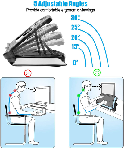 MAX SMART Laptop Lap Pad Laptop Stand with Attached Mouse Pad, Cushion and USB Cooling Fan, Non-Slip Heat Shield Tablet Computer Stand for Sturdy Work Station for Home, Office, Bed Sofa, Couch and Car