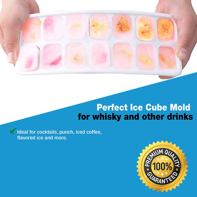 4 Pack Ice Cube Trays, Ice Tray Durable & Flexible, Ice Trays for Freezer, Silicone Ice Cube Tray, 14 Ice Cube Trays for Freezer With Lid, Super Easy Release Stackable BPA Free for Drinks & Cocktail