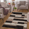 SUPERIOR Rockwood Modern Geometric Patchwork Polypropylene Indoor Area Rug or Runner with Jute Backing, 5' X 8', Chocolate