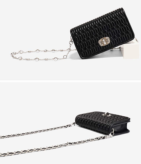 Women's Quilted Purses and Handbags Genuine Leather Quilted Chain Purse Shoulder Bag Small Crossbody Bag Purse