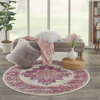 Nourison Passion Traditional Area Rug, 4' x ROUND, Ivory/Fushia, 4 Feet