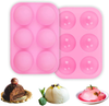 Fairey 2 packs Large 6 Holes Semi Sphere Silicone Mold Baking Mold for Making Hot Chocolate Bomb, Cake Jelly, Dome Mousse Free Cupcake Baking Pan Pink