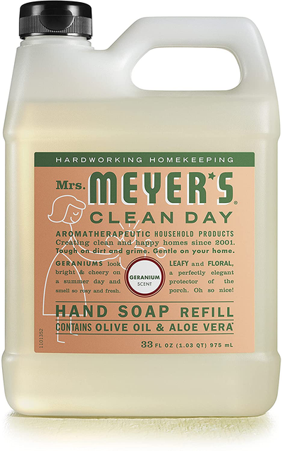 Mrs. Meyer's Clean Day Liquid Hand Soap, Cruelty Free and Biodegradable Hand Wash Made with Essential Oils, Geranium Scent, 12.5 oz - Pack of 3