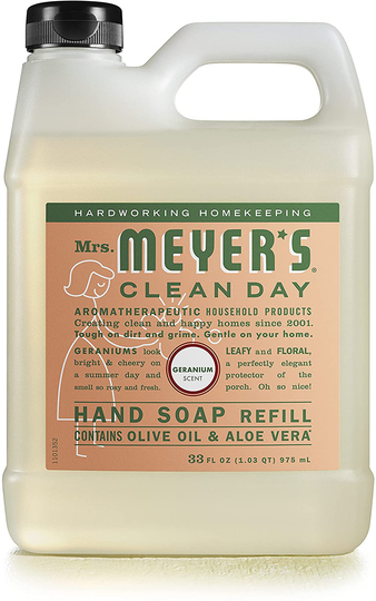 Mrs. Meyer's Clean Day Liquid Hand Soap, Cruelty Free and Biodegradable Hand Wash Made with Essential Oils, Geranium Scent, 12.5 oz - Pack of 3