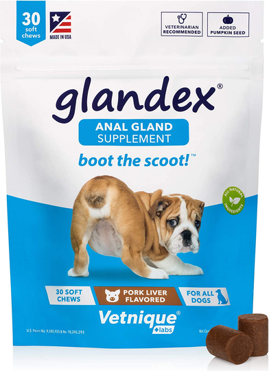 Glandex Anal Gland Soft Chew Treats with Pumpkin for Dogs 30ct Chews with Digestive Enzymes, Probiotics Fiber Supplement for Dogs – Vet Recommended - Boot The Scoot - by Vetnique Labs