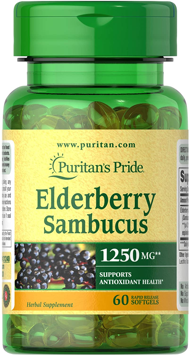 Elderberry Sambucus 1250mg Soft Gels, Supports antioxidant Health