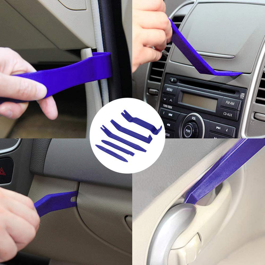 GLISTON 5pcs Auto Trim Removal Tool Car Pry Tool Kit, Door Panel Clip Removal Set for Vehicle Dash Radio Audio Installer