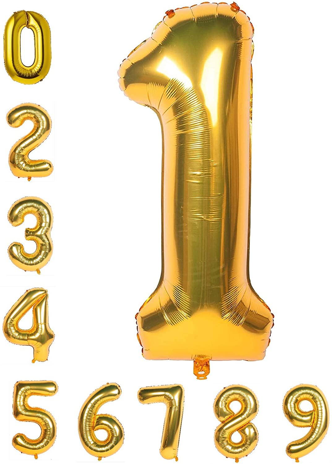 40 Inch Gold Large Number Balloons - Foil Mylar  Decorations