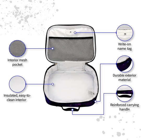 Fenrici Tie Dye Lunch Box for Girls, Teens, Women, Kids, Insulated Lunch Bag, Soft Sided Compartments, Spacious, BPA Free, Food Safe, 10.8in x 9.2in x 3.8in (Pastel Pink Tie Dye)