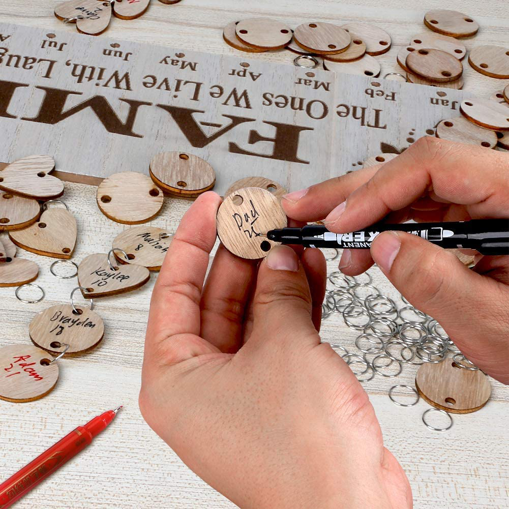 Joy-Leo Gifts for Mom Grandma, Wooden Family Birthday Calendar Board DIY with 100 Wood Tags, Decorative Birthdays Tracker Plaque Wall Hanging, for Christmas Mothers Day from Daughter Unique Model JL01