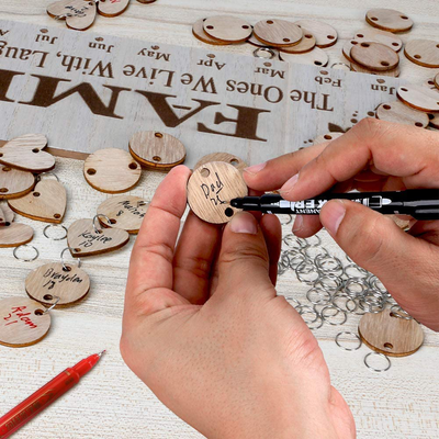 Joy-Leo Gifts for Mom Grandma, Wooden Family Birthday Calendar Board DIY with 100 Wood Tags, Decorative Birthdays Tracker Plaque Wall Hanging, for Christmas Mothers Day from Daughter Unique Model JL01