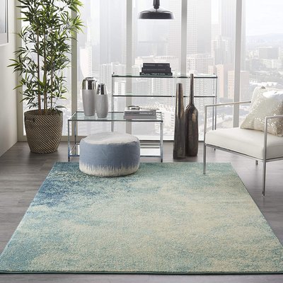 Nourison Passion Bohemian Abstract Navy/Light Blue 5'3" x 7'3" Area Rug, (5' x 7')