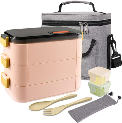 HOMESPON Stainless Steel Salad Bento Lunch Container, Leakproof Lunch Box for Kids & Adults, with Lunch Bag , Built-in Reusable Wheat Straw Spoon/Fork & Food Grade Salad Dressing Box