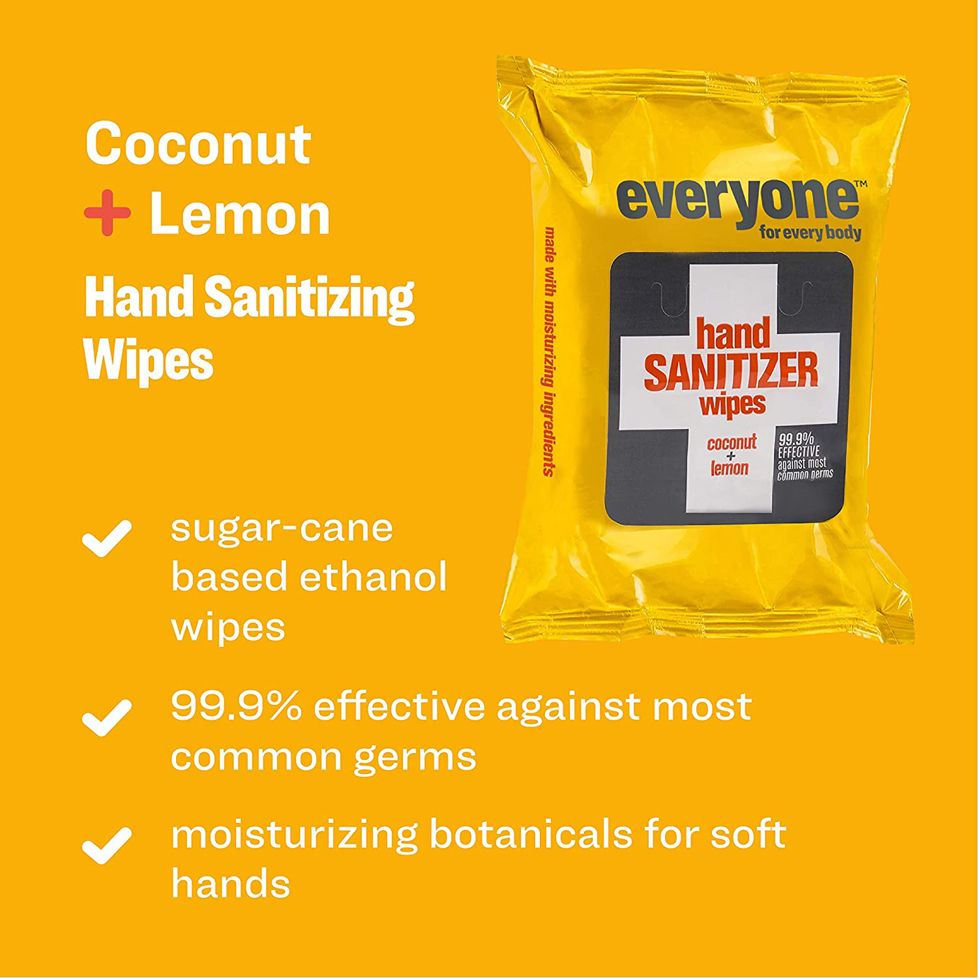 Everyone Hand Sanitizing Wipes: Coconut and Lemon, 30 Count- Packaging May Vary