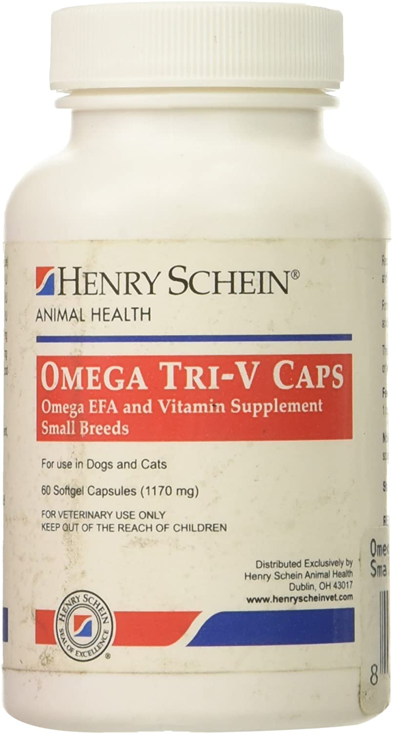 Butler Dog & Cat Omega Tri-V Caps for Small Canines & Felines - Skin & Coat Supplement - 60 Softgel Capsules