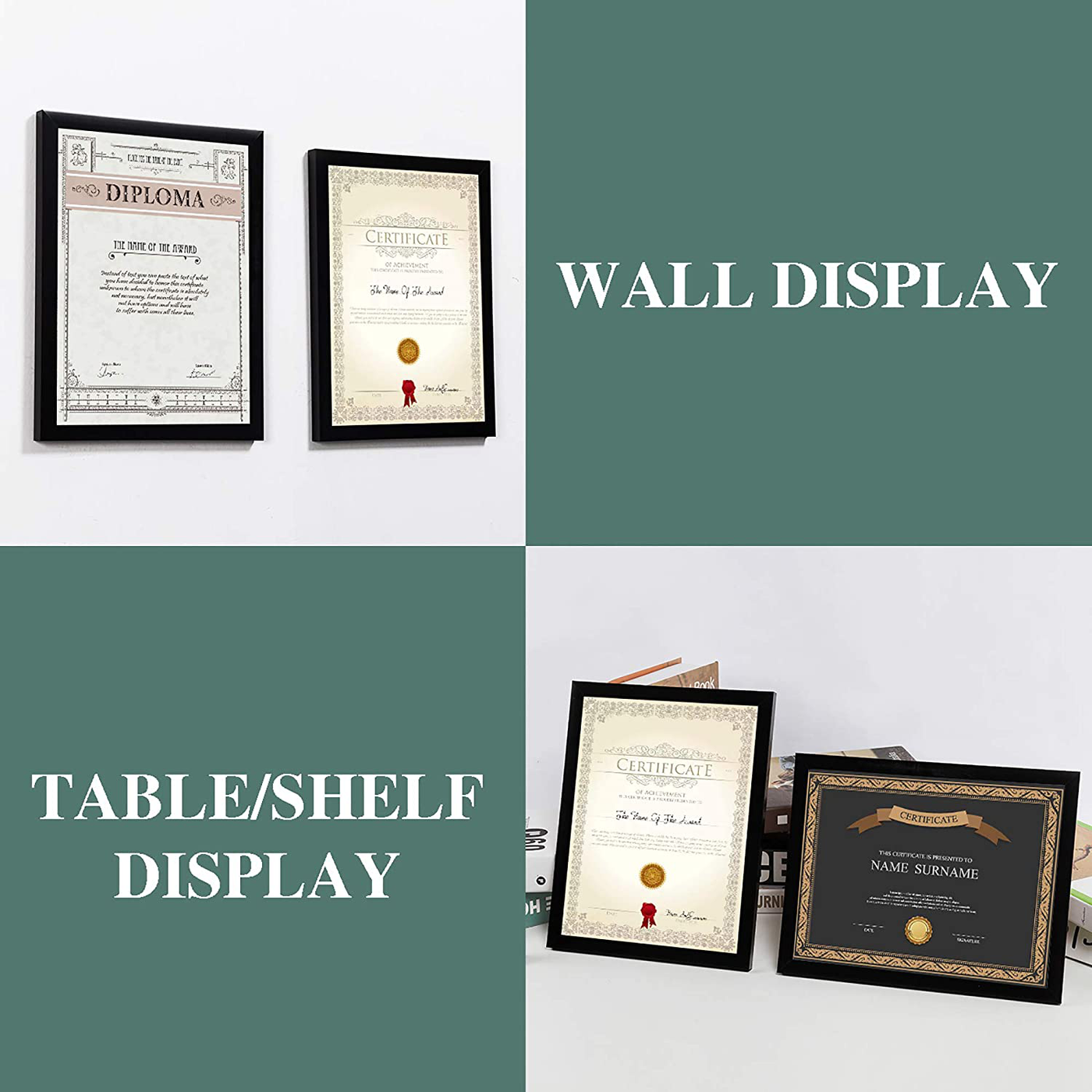 upsimples 8x10 Picture Frame Set of 10,Display Pictures 5x7 with Mat or 8x10 Without Mat,Multi Photo Frames Collage for Wall or Tabletop Display,Dark Brown Woodgrain