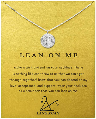 LANG XUAN Friendship Compass Necklace Good Luck Butterfly Pendant Chain Necklace with Message Card Gift Card for Women Girl