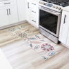 Maples Rugs Reggie Floral Non Skid 2pc Kitchen Rugs Set [Made in USA] Washable Floor Mat for Under Sink, Entryway, and Laundry Multi, 2pc Set, Beige