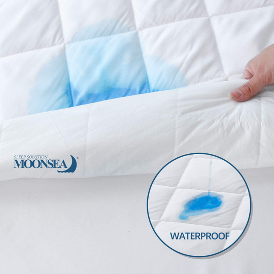 Twin Mattress Pad Protector Waterproof, Breathable Quilted Fitted Mattress Protector, Durable Mattress Cover Down Alternative Filling, Deep Pocket Stretches up to 14 Inch