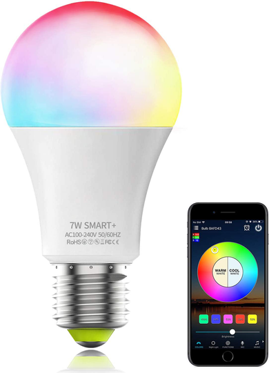 WiFi Smart Light Bulb, A19 E26 60W Equivalent Tunable White Color Changing Smart LED Light Bulb, UL Certified, Works with Alexa Google Home, No Hub Required
