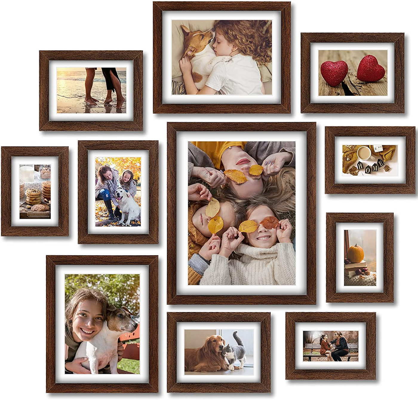 Picture Frames Set of 11 PCS Photo Frames Collage with Mat for Wall Tabletop Including Four 4x6 inch/ Four 5x7 inch/ Two 8x10 inch/ One 11x14 inch