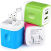 3 Pack Multi-Color 1AMP Ailkin 2-Port USB Wall Charger Replacement Cubes 