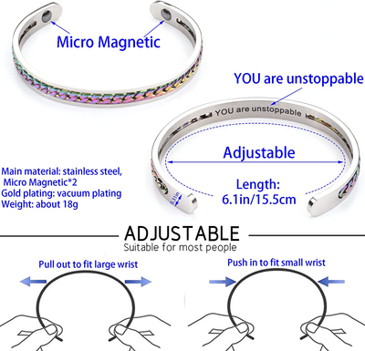 Inspirational Bracelets Gifts for Women Unique Personalized Birthday Friendship Gift Motivational Quotes Micro Magnetic Therapy Bracelet Jewelry