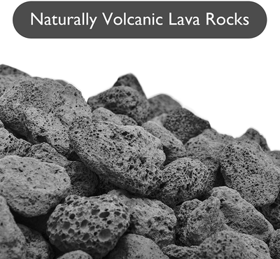 Skyflame 10LB Natural Lava Rocks for Fire Pits, Fire Tables, Fireplaces, Garden Landscaping Decoration, Indoor and Outdoor Use, 3"-5" Sizes, Black