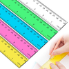 Plastic Straight Rulers, Ruler 12 Inch, Rulers for Kids, Office Supplies Rulers, Plastic Measuring Tool for Student School & Home (Colorful, 5 Packs)
