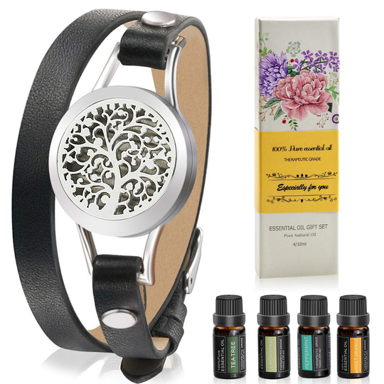 Aromatherapy Essential Oil Diffuser Bracelet Gift Set w/Rosemary, Lavender, Bergamot, Eucalyptus, 10ML/pcs, Unique Gift Ideas for Women, Girls, Friend, Mom at Anniversaries, Birthday and Christmas