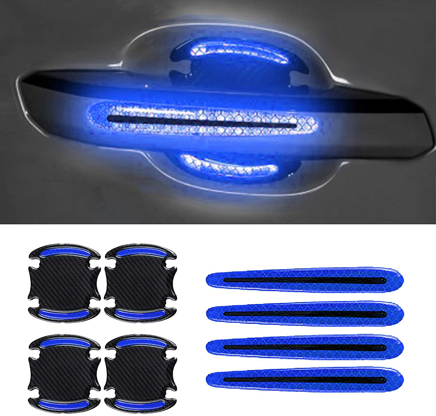 Car Outer Wrist Door Handle Reflective Stickers Universal Safety Reflective Warning Scratch Resistant Stickers 8PCS