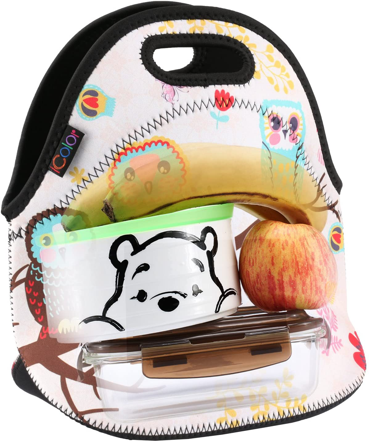 iColor Unicorn Universal Neoprene Sleeve Lunch bag Insulated warm/cold lunchbox Cooler Pouch Shopper Tote baby Portable Waterproof Cover Kids Handbag Food Carrying Case Protector Handle School Work