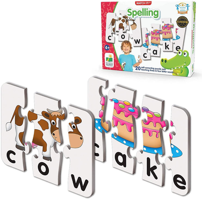 The Learning Journey: Match It! - Spelling - 20 Piece Self-Correcting Spelling Puzzle for Three and Four Letter Words with Matching Images - Learning Toys for 4 Year Olds - Award Winning Toys