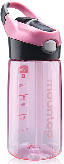 mountop Kids Water Bottle with Straw Lid and Handle, Easy Use for Girls and Boys for School, BPA-Free 14oz 400ml