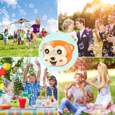 Kimiangel Rechargeable Bubble Machine for Kids, Cattle Automatic Bubble Blower Toy with Light and Music for Parties, Weddings, Outdoor, 1000+ Bubbles Per Minute Bubble Maker with Bubble Solution