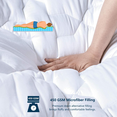 CozyLux King Mattress Pad Deep Pocket Non Slip Cotton Mattress Topper Breathable and Soft Quilted Fitted Mattress Cover Up to 18" Thick Pillowtop 450GSM Bed Mattress Pad White