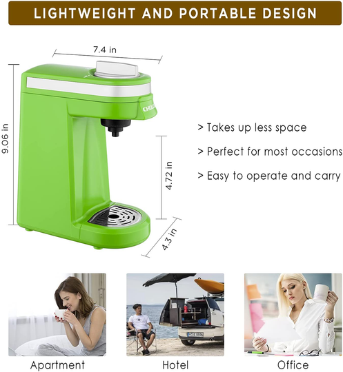 CHULUX Single Serve Coffee Maker with Removable Drip Tray,Green