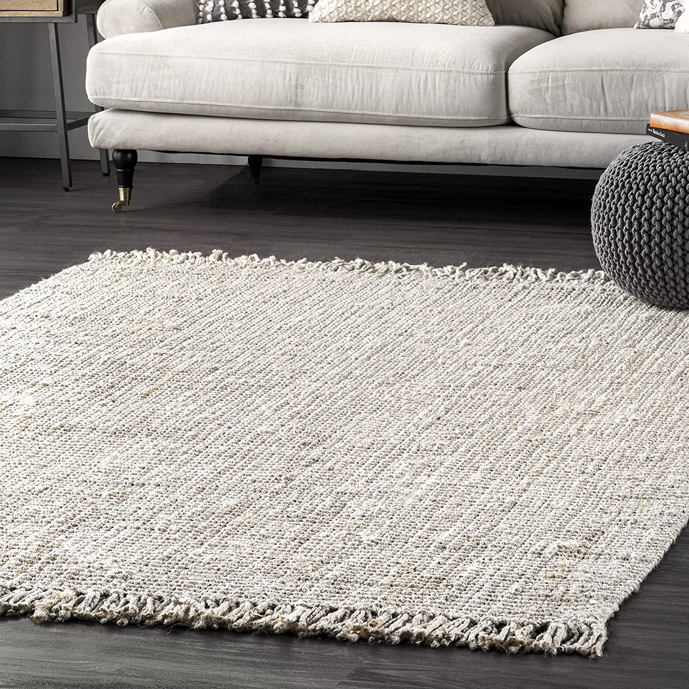 nuLOOM Hand Woven Chunky Natural Jute Farmhouse Area Rug, 3' x 5', Off-white