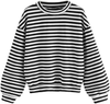 Floerns Women's Drop Shoulder Striped Long Sleeve Sweatshirt