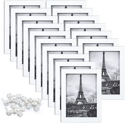 upsimples 5x7 Picture Frame with Real Glass,Bulk Photo Frames for Wall or Tabletop Display,Set of 17,Black