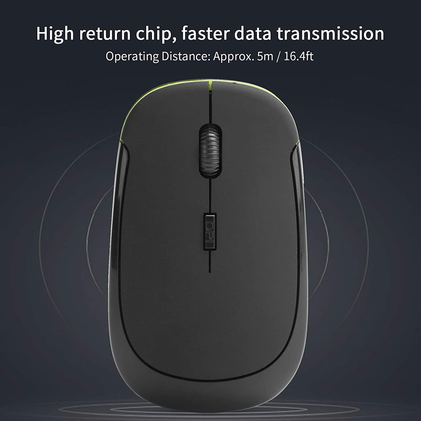 Wireless Mouse 2.4G Wreless Frequency Hopping Adjustable Optical USB Receiver Notebook Computer Accessories 1600dpi Silent Micro Motion Design Lightweight and Portable(Black)