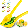 Zulay Metal 2-In-1 Lemon Lime Squeezer - Hand Juicer Lemon Squeezer - Max Extraction Manual Citrus Juicer (Bright Red and Yellow)